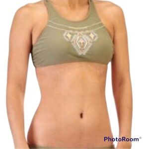 Marilyn Monroe Green Embroidered Aztec Tribal Bikini Top